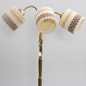 Vintage houten vloerlamp met 3 kapjes, Zweden 1950 (#343)