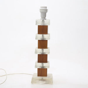 Vintage teak met glazen lampvoet met kap, Zweden 1960 (363)