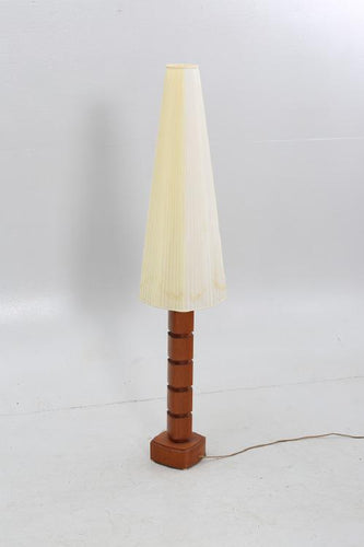Vintage teak  vloerlamp met grote kap, Zweden 1950 (#417)