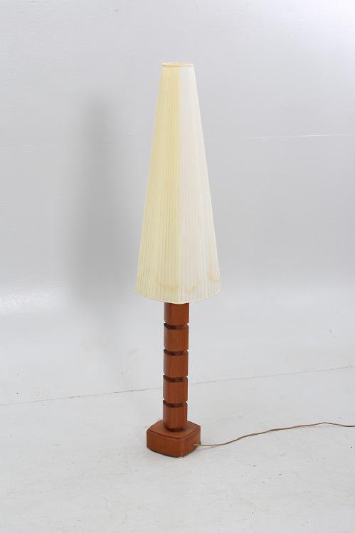 Vintage teak  vloerlamp met grote kap, Zweden 1950 (#417)
