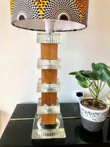 Vintage teak met glazen lampvoet met kap, Zweden 1960 (363)