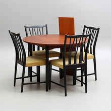 Load image into Gallery viewer, Set Vintage teak eetkamer tafel met 4 stoelen (123)