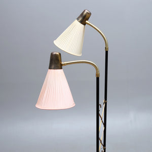 Vintage vloerlamp met teakhouten tafelblad ,Zweden 1960