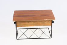 Load image into Gallery viewer, Vintage teak telefoonkastje met String rekje