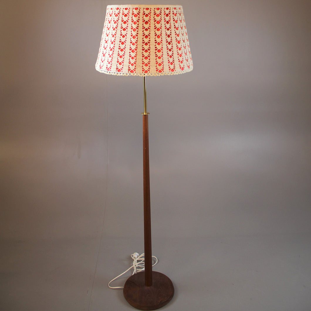 Vintage vloerlamp met gehaakte kap, Zweden 1950 (320)
