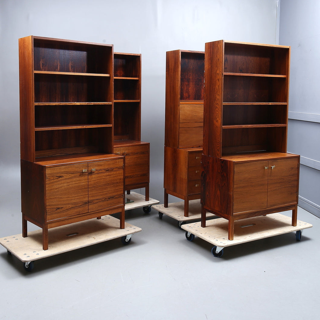 Vintage Jakaranda boekenkast 4 delen, Zweden 1960 (332)