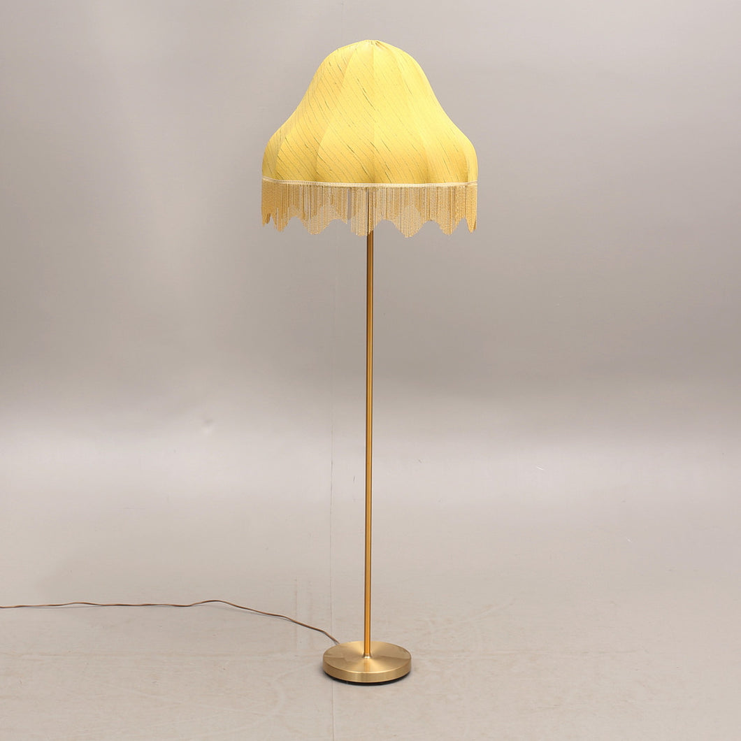 Vintage vloerlamp met gele franje kap, Zweden 1950 (22525)