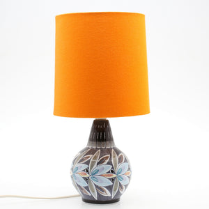 Vintage keramiek lampvoet met oranje stoffen kap, Alms Zweden 1960 (#22597)